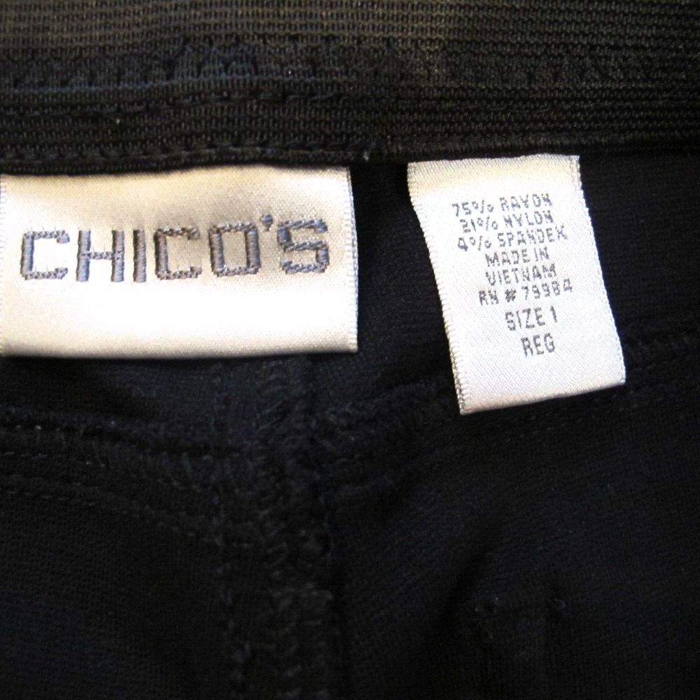 Chico's Black Stretch Pants Women's Size 1 Rayon‎ Nylon Spandex Stretch - Picture 4 of 6